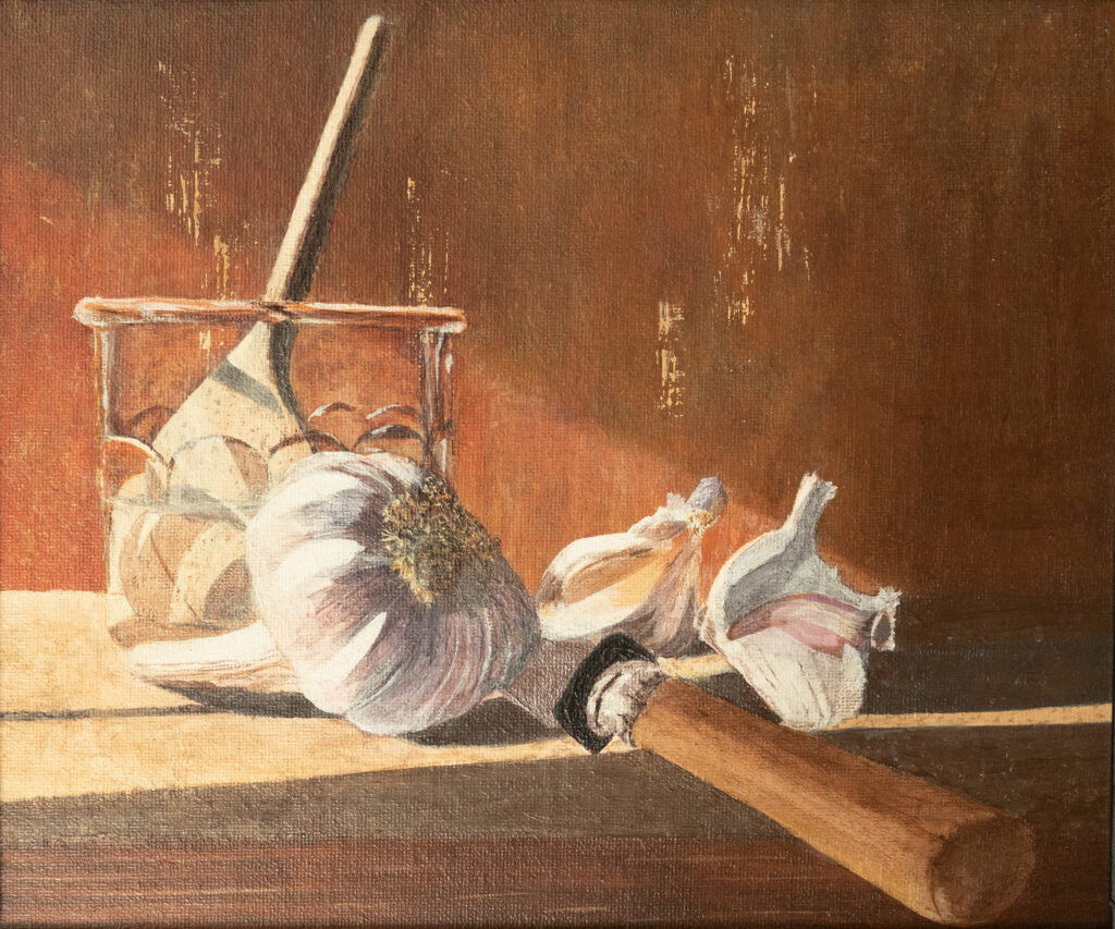 Tableau gousses d'ail dans la cuisine