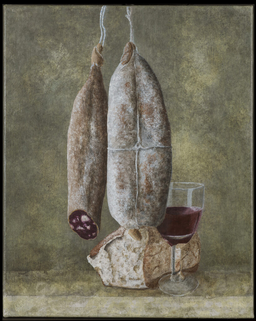 Lonzo et poitrine fumée : Acrylique sur châssis 33 cm x 41,5 cm Année 2025